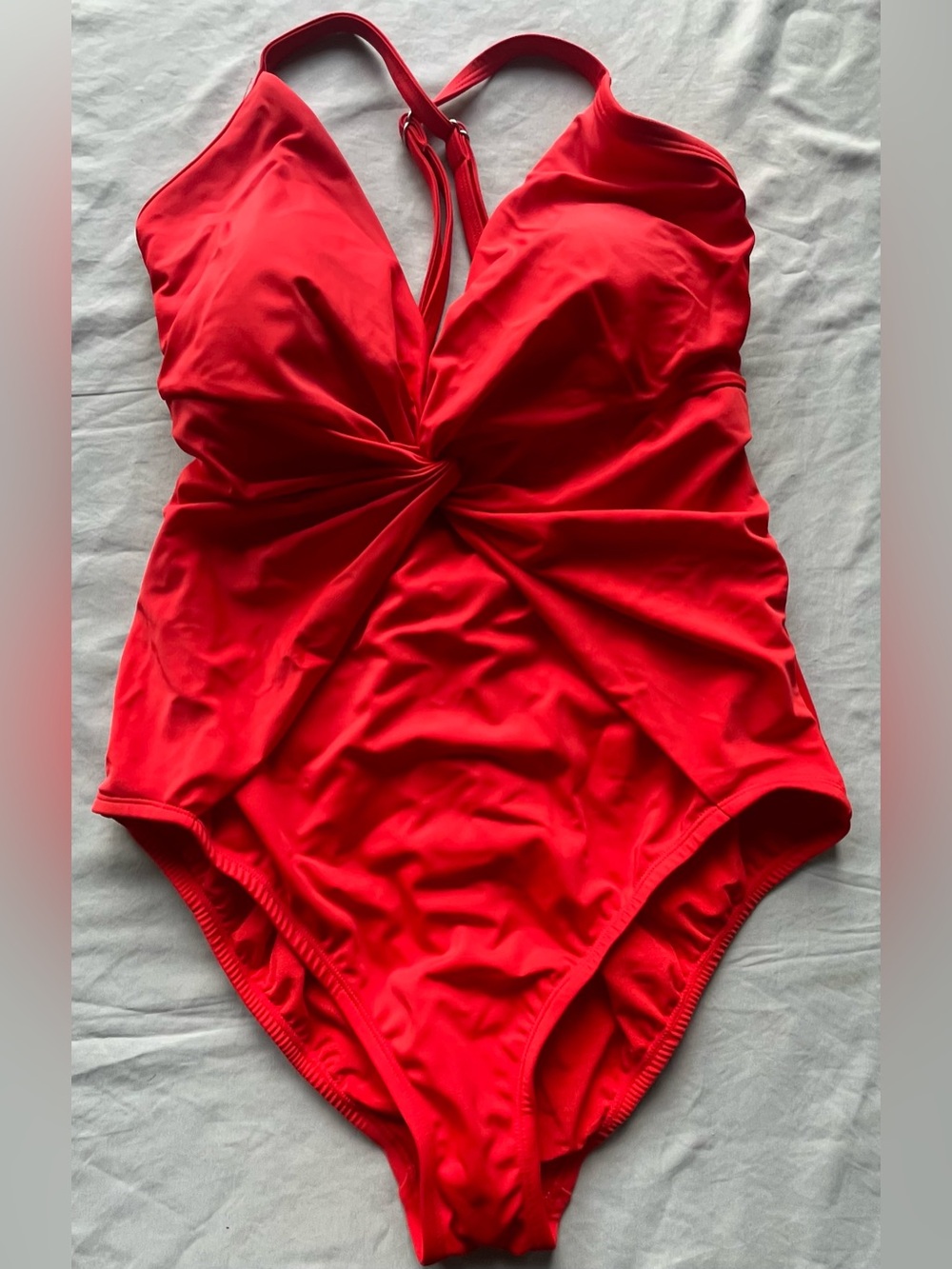 Time and Tru Womens XL 16-18 Red Orange Power Mesh Padded One Piece Swimsuit NWT